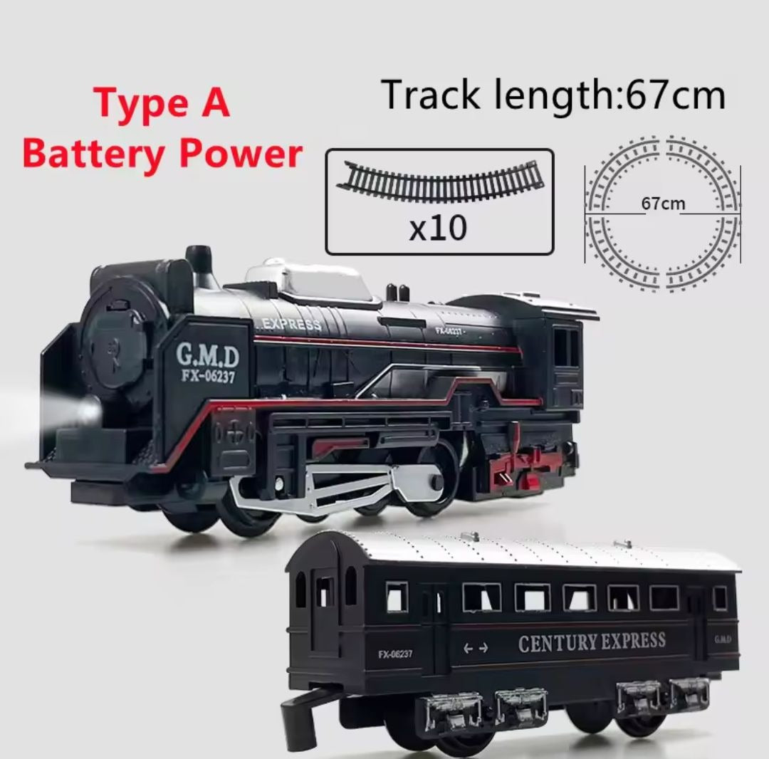 TTS Classical Railway Freight Train Toy Electric Christmas Train Track Set with Light Tracks Model Toys for Kids Gift Children