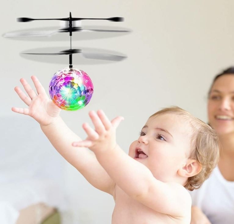 Interactive RC LED Helicopter with Colorful Lights and Weight Sensor - USB Rechargeable Flying Ball Toy for Kids 6+ Years