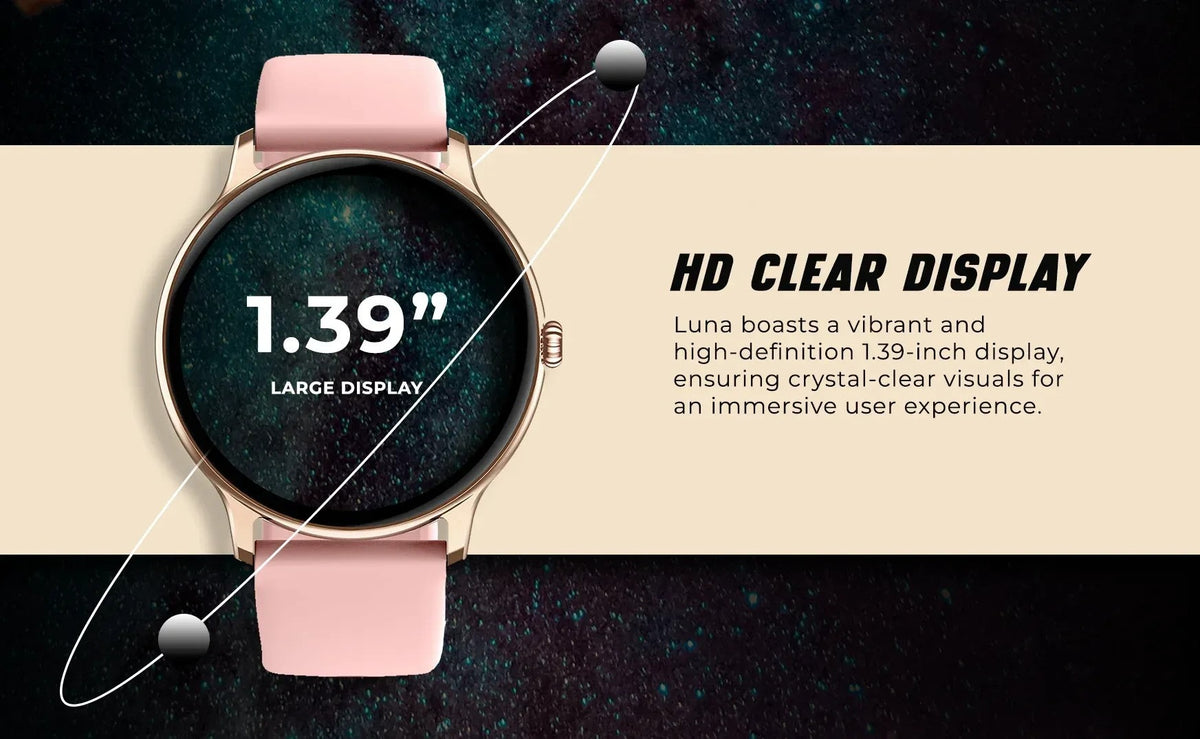 Zero® Luna Smart Watch | 1.39” TFT Display, Calling, 100+ Watch Faces | IP67 Waterproof, SpO2 & Heart Rate Monitor | Best Price Smartwatch for Men & Women, IOS & Android
