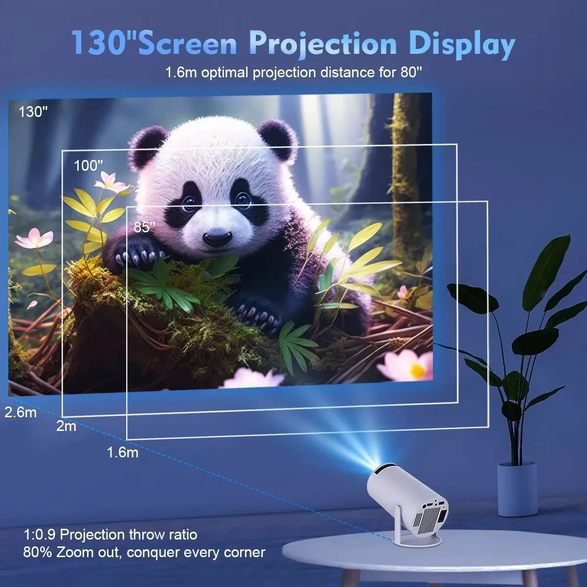 Mini HD Projector with WiFi, Bluetooth, Android 11, 1080P Support