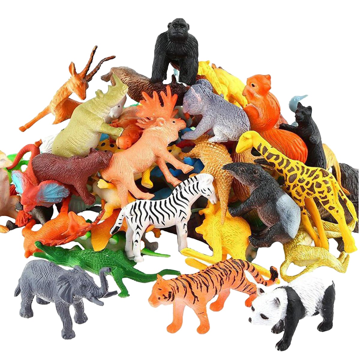 20 / 40 pcs -Pack of Small Sized plastic Wild Animal Mini Jungle Animals Figure Play Toys for Kids