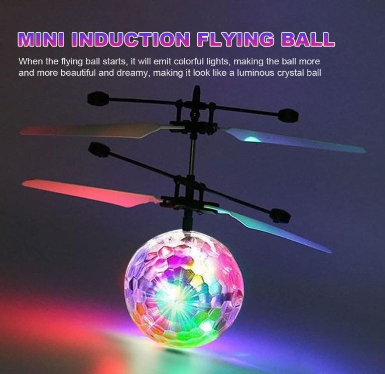 Interactive RC LED Helicopter with Colorful Lights and Weight Sensor - USB Rechargeable Flying Ball Toy for Kids 6+ Years