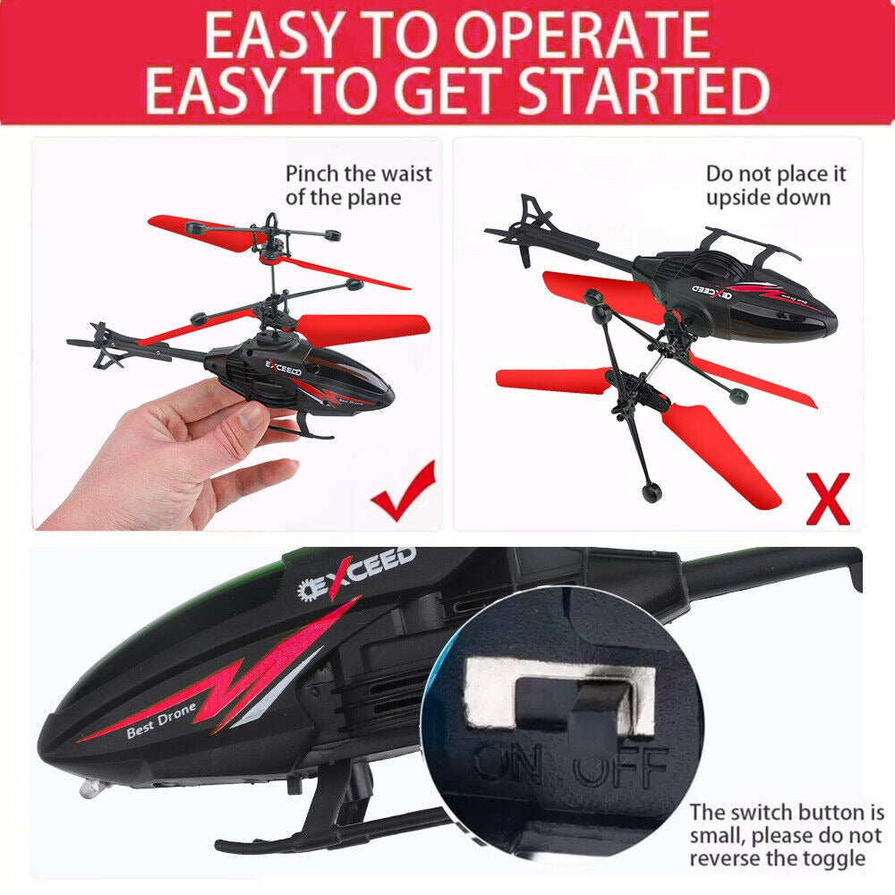 Remote Control Helicopter Cool Electric Airplane Toys for Kids RC Helicopter with LED Toys for Boys and Girls