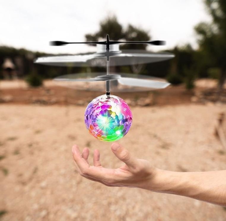 Interactive RC LED Helicopter with Colorful Lights and Weight Sensor - USB Rechargeable Flying Ball Toy for Kids 6+ Years