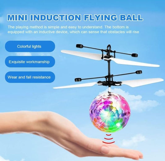 Interactive RC LED Helicopter with Colorful Lights and Weight Sensor - USB Rechargeable Flying Ball Toy for Kids 6+ Years