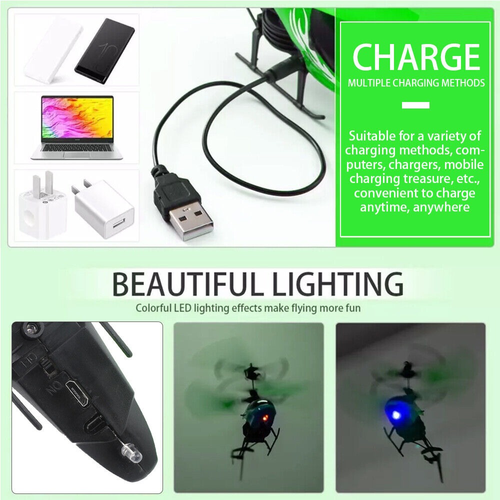 Remote Control Helicopter Cool Electric Airplane Toys for Kids RC Helicopter with LED Toys for Boys and Girls