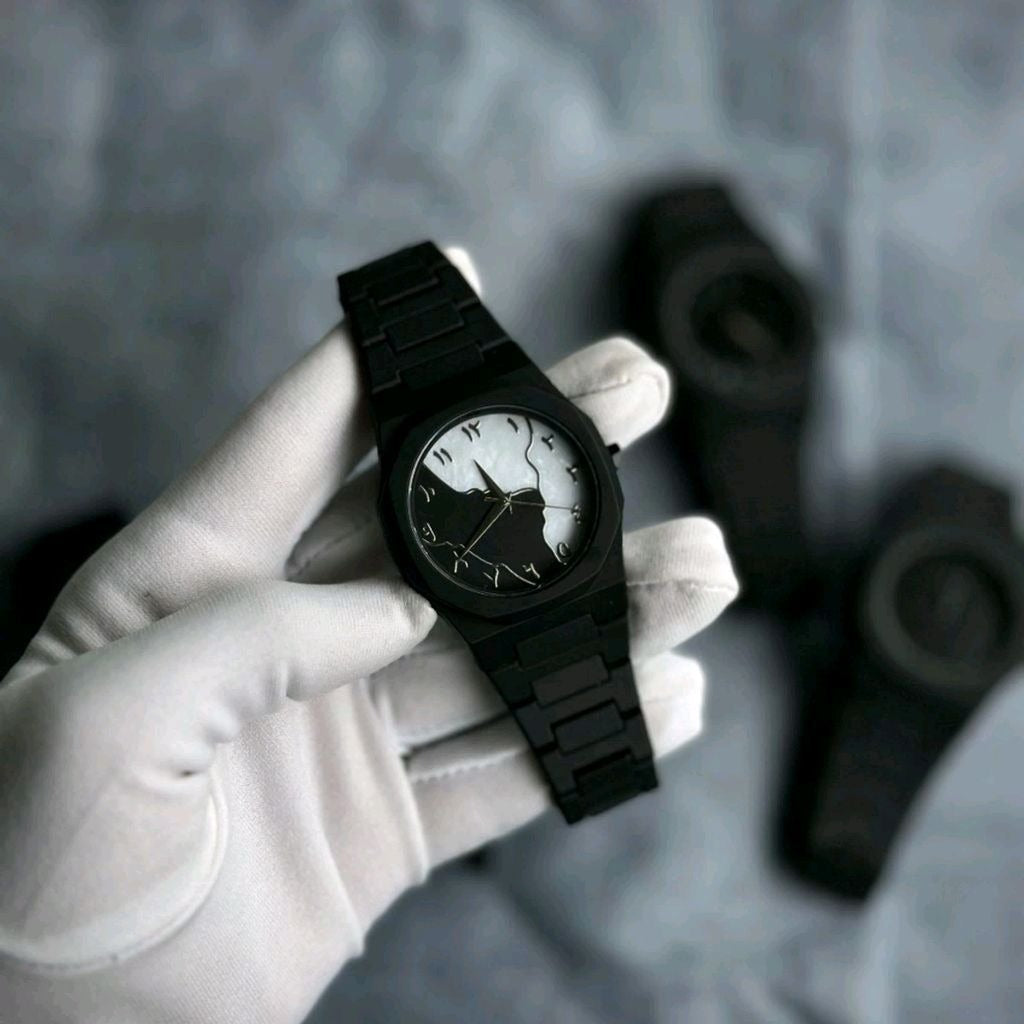 Black Arabic Aura Watch For Men – Elegant Design, Arabic Numerals, Premium Quartz Movement